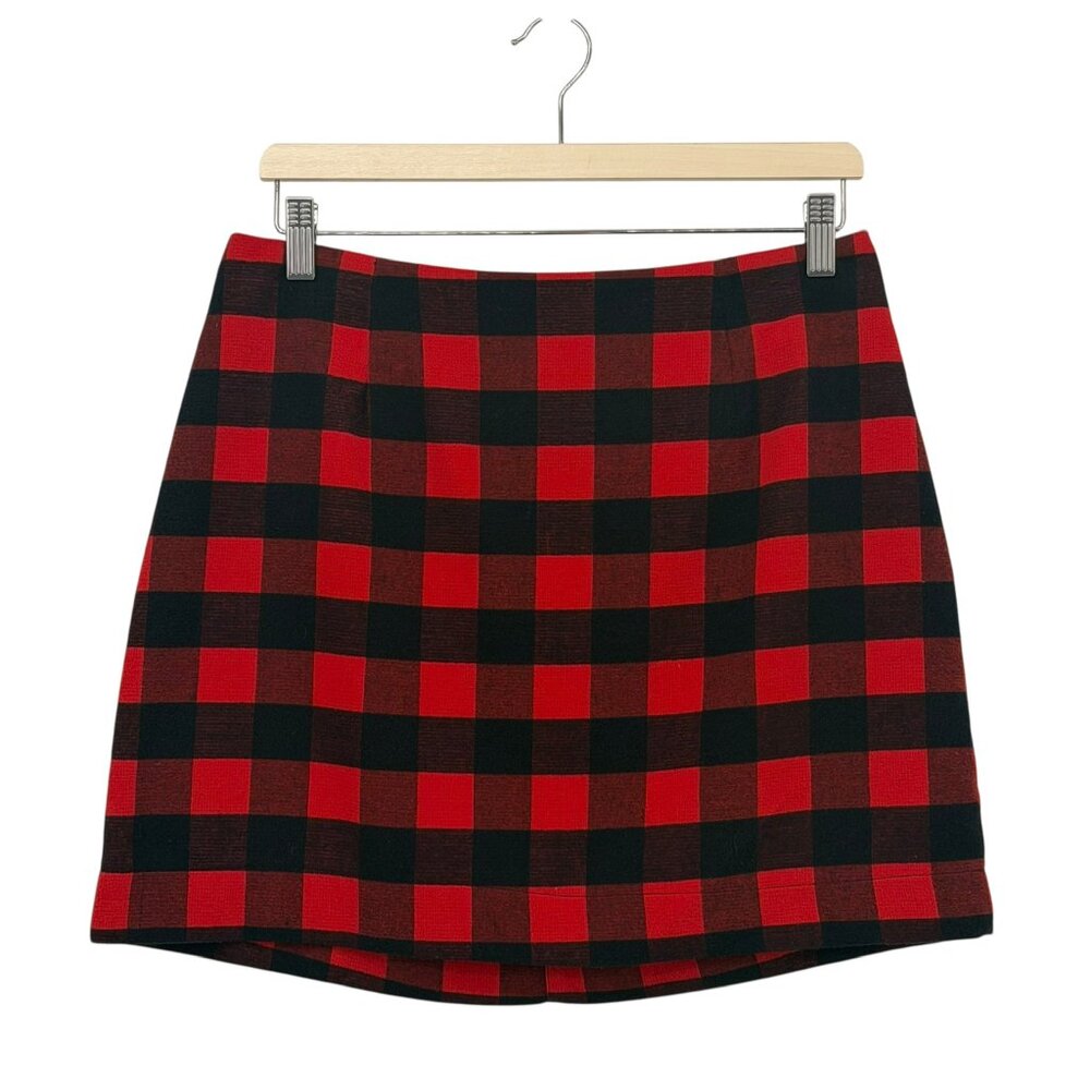 Old Navy Red Black Plaid Holiday Buffalo Check Mini Skirt Size 6 NWT